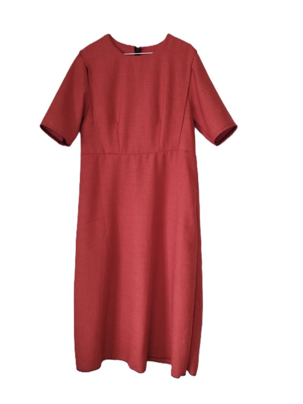 Mennonite Cape Dress Red Orange Rust Colour Plain Handmade Size Medium